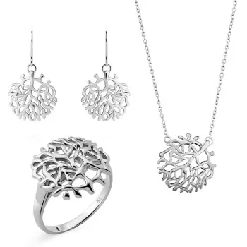 Orphelia® 'Flavie' Dames Zilver 925 925 Set: Ketting + Oorbellen + Ring - Zilverkleurig SET-7502