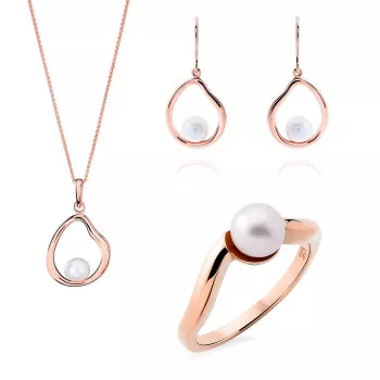 Orphelia® 'Baptiste' Dames Zilver 925 925 Set: Ketting + Oorbellen + Ring - Rosékleurig SET-7507/RG