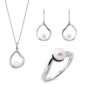 Orphelia® 'Baptiste' Dames Zilver 925 925 Set: Ketting + Oorbellen + Ring - Zilverkleurig SET-7507