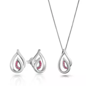 Orphelia® 'Dazzle' Damen Sterling Silber Set: Halskette-Anhanger + Ohrringe - Silber SET-7518/R