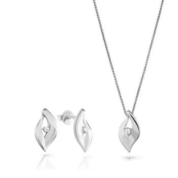 Orphelia® 'Milan' Dames Zilver 925 925 Set: Ketting-Hanger + Oorbellen - Zilverkleurig SET-7519