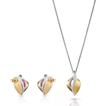 Orphelia® 'Anet' Dames Zilver 925 925 Set: Ketting-Hanger + Oorbellen - Zilver/Goud SET-7520/G