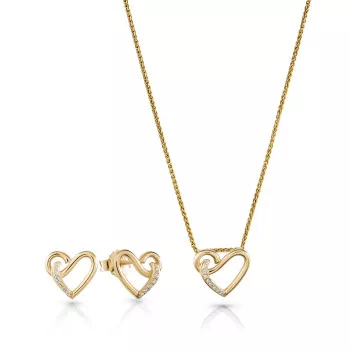 Orphelia® 'Ida' Dames Zilver 925 925 Set: Ketting-Hanger + Oorbellen - Goudkleurig SET-7521/G