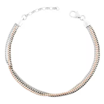 Orphelia® Damen Sterling Silber Armbänd - Silber/Roségold/Schwarz ZA-7203