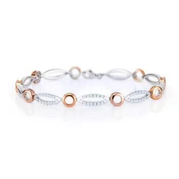 Orphelia® 'Elsie' Damen Sterling Silber Armbänd - Silber/Rosa ZA-7362