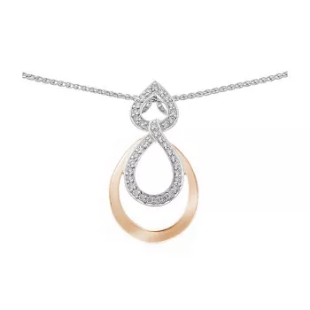 Orphelia® 'Amber' Damen Sterling Silber Halskette mit Anhänger - Silber/Rosa ZH-7092/1