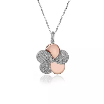 Orphelia® 'Fioni' Damen Sterling Silber Halskette mit Anhänger - Silber/Rosa ZH-7452