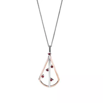 Orphelia® 'Sacha' Damen Sterling Silber Halskette mit Anhänger - Silber/Rosa ZH-7496