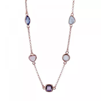 Orphelia® 'Bling' Women's Sterling Silver Necklace - Rose ZK-7412