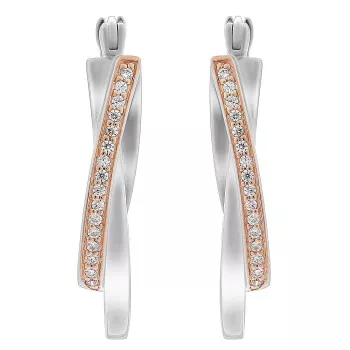 Orphelia® 'Alverta' Damen Sterling Silber Creolen - Silber/Rosa ZO-7232