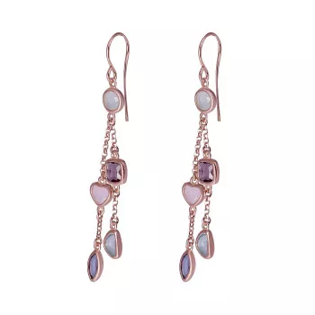 Orphelia® 'Bling' Women's Sterling Silver Drop Earrings - Rose ZO-7412