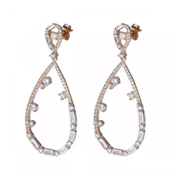 Orphelia® 'Islia' Dames Zilver 925 925 Oorhangers - Rosékleurig ZO-7423/RG