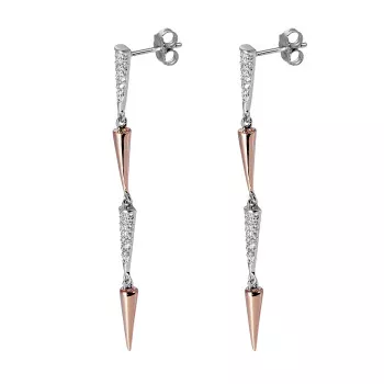 Orphelia® 'Aada' Dames Zilver 925 925 Oorhangers - Zilver/Rosé ZO-7433