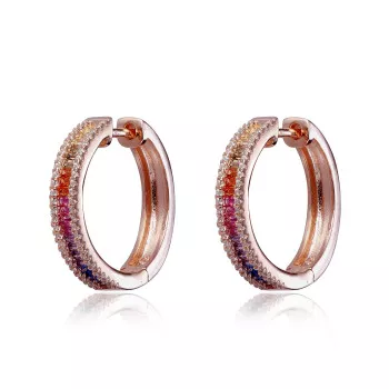 Orphelia® 'Pascaline' Women's Sterling Silver Hoop Earrings - Rose ZO-7448