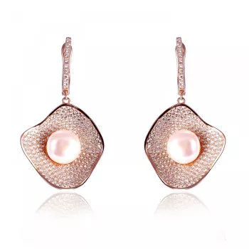 Orphelia® 'Florina' Women's Sterling Silver Drop Earrings - Rose ZO-7465