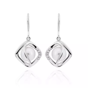 Orphelia® 'Aina' Women's Sterling Silver Drop Earrings - Silver ZO-7471