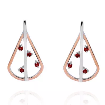 Orphelia® 'Sacha' Women's Sterling Silver Drop Earrings - Silver/Rose ZO-7496