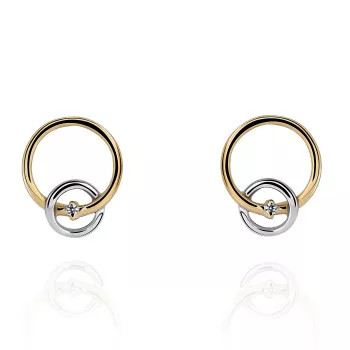 Orphelia® 'Antoine' Dames Zilver 925 925 Oorknoppen - Zilver/Goud ZO-7503/1