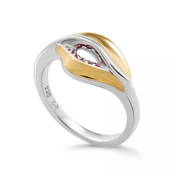 Orphelia® 'ANET' Women's Sterling Silver Ring - Silver/Gold ZR-7520/G #1