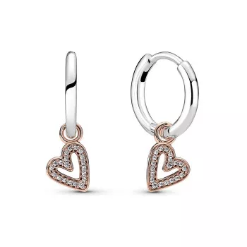 Pandora® 'Freehand Heart' Femmes Argent Boucle d'oreille - Argent/Rose 280090C01