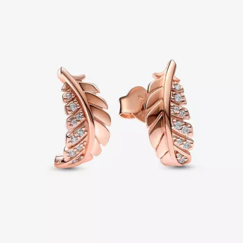 Pandora® 'Curved Feather' Damen Verchromtem Metall Ohrstecker - Rosé 282574C01
