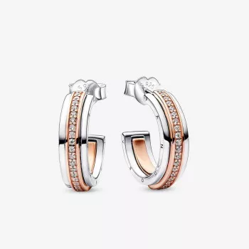 Pandora® 'Signature two-tone' Dames Zilver 925 925 Creolen - Zilver/Rosé 282737C01