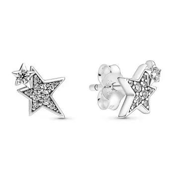 Pandora® 'Asymmetric Stars' Damen Sterling Silber Ohrstecker - Silber 290012C01