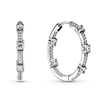 Pandora® 'Pavé Bars' Damen Sterling Silber Creolen - Silber 290043C01