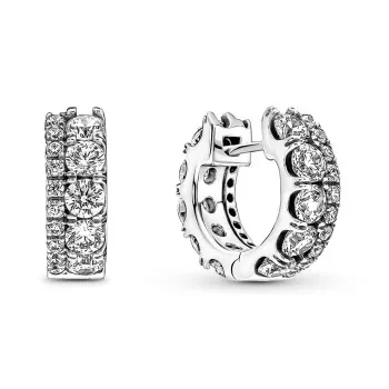 Pandora® 'Double Band' Damen Sterling Silber Creolen - Silber 290058C01