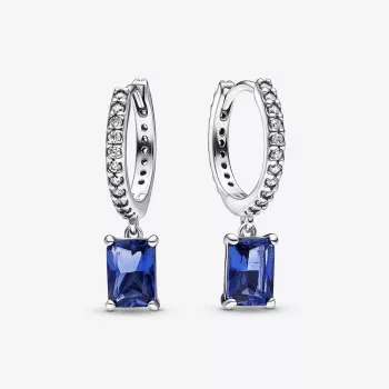 Pandora® 'Blue Rectangular' Damen Sterling Silber Creolen - Silber 292381C01
