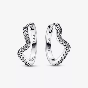 Pandora® 'Wave' Damen Sterling Silber Creolen - Silber 292545C01