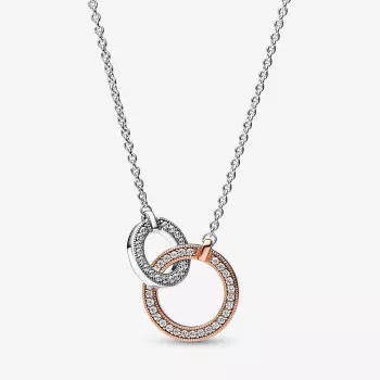 Pandora® 'Signature Two-tone' Damen Sterling Silber Halsband - Silber/Rosa 382778C01-45