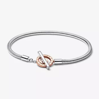 Pandora® 'Signature Logo' Damen Sterling Silber Armbänd - Silber/Rosa 582309C00-18