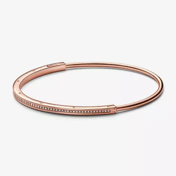 Pandora® 'Signature i-d' Dames Verguld Metaal Bangle - Rosékleurig 582313C01-2
