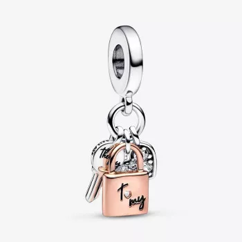 Pandora® 'Padlock' Damen Sterling Silber Charm - Silber/Rosa 782506C01