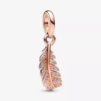 Pandora® 'Curved Feather' Damen Verchromtem Metall Charm - Rosé 782578C01