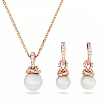 Swarovski® 'Originally' Dames Verguld Metaal Set: Ketting + Oorbellen - Rosékleurig 5672835