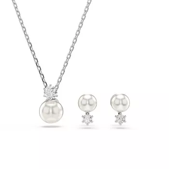 Swarovski® 'Matrix' Dames Metaal Set: Ketting + Oorbellen - Zilverkleurig 5689624