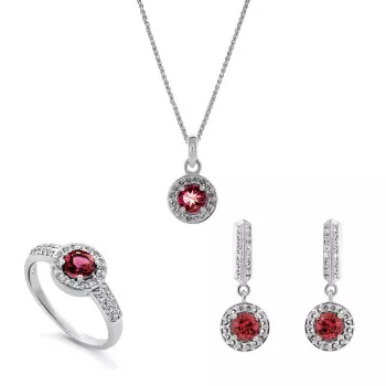 Orphelia® 'Bristol' Femmes Argent Set: Necklace + Earrings + Ring - Argent SET-7579/P