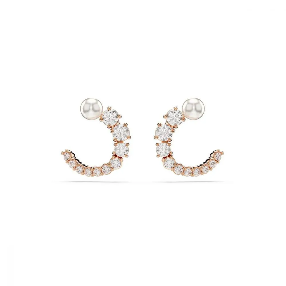 Swarovski® 'Matrix' Women's Gold Plated Metal Hoop Earrings - Rose
