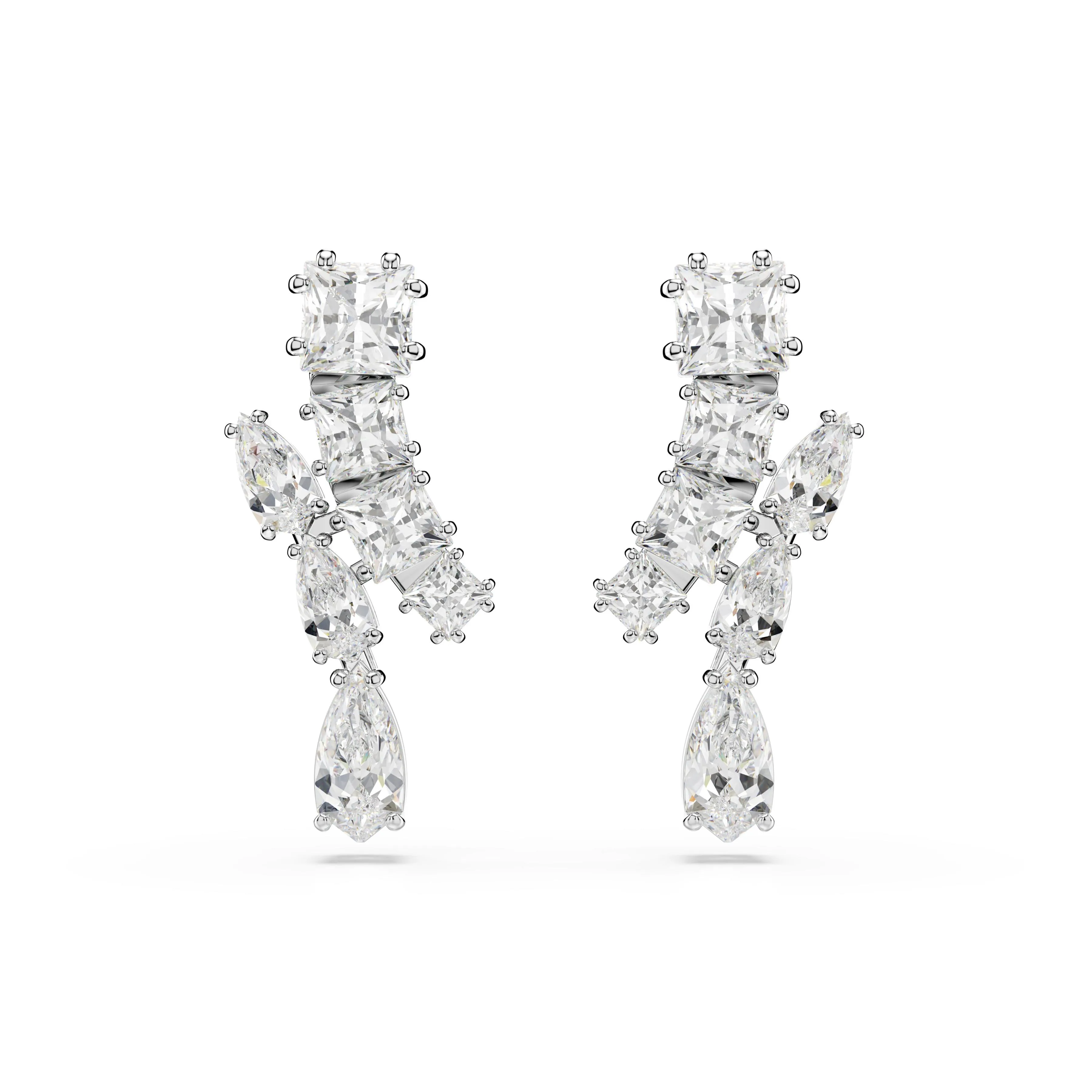 Swarovski® 'Matrix' Women's Base Metal Drop Earrings - Silver