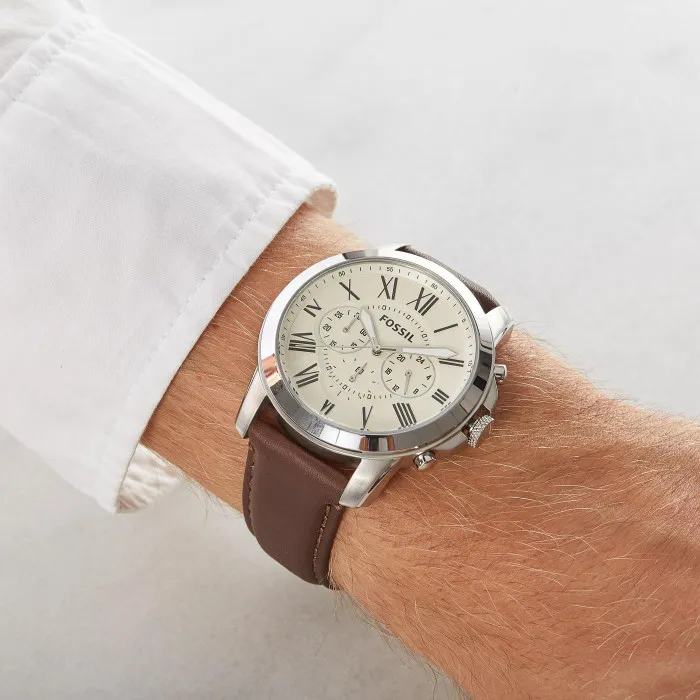Fossil Grant - Staal - 44 mm - Analoge horloges - Quartz - Horloges