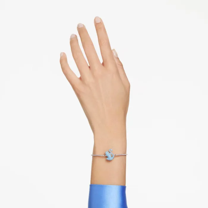 Swarovski® 'Iconic Swan' Women's Base Metal Bracelet - Silver