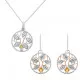 Orphelia® 'Oceane' Women's Sterling Silver Set: Chain-Pendant + Earrings - Silver SET-7090/1