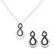 Orphelia® 'Amber' Femmes Argent Set: Collier-Pendentif + Boucles d'oreilles - Argent/Noir SET-7092/2