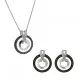 Orphelia® 'Azalea' Femmes Argent Set: Collier-Pendentif + Boucles d'oreilles - Argent/Noir SET-7095/2