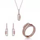 Orphelia® 'Gigi' Dames Zilver 925 925 Set: Ketting + Oorbellen + Ring - Rosékleurig SET-7438