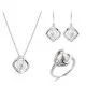 Orphelia® 'Aina' Dames Zilver 925 925 Set: Ketting + Oorbellen + Ring - Wit SET-7471/52