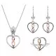 Orphelia® 'Delilah' Women's Sterling Silver Set: Necklace + Earrings + Ring - Silver/Rose SET-7475