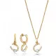 Orphelia® 'Aurora' Women's Sterling Silver Set: Chain-Pendant + Earrings - Silver/Gold SET-7525/G